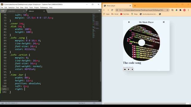 Music Player using HTML and CSS | Music Player App UI Design смотреть онлайн
