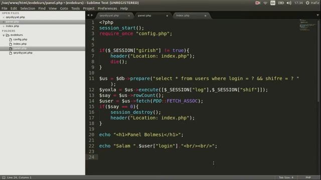 PHP Dərslər #50 - #PDO, İstifadəçi paneli scripti(2) смотреть онлайн