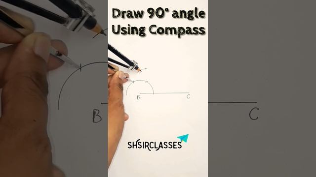 How to draw 90° angle using compass. Construct 90° angle. @SHSIRCLASSES. смотреть онлайн