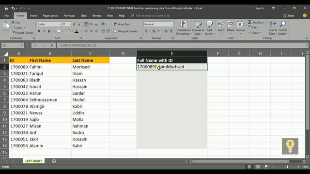 8.03 CONCATENATE function in excel: joining data of different cells смотреть онлайн