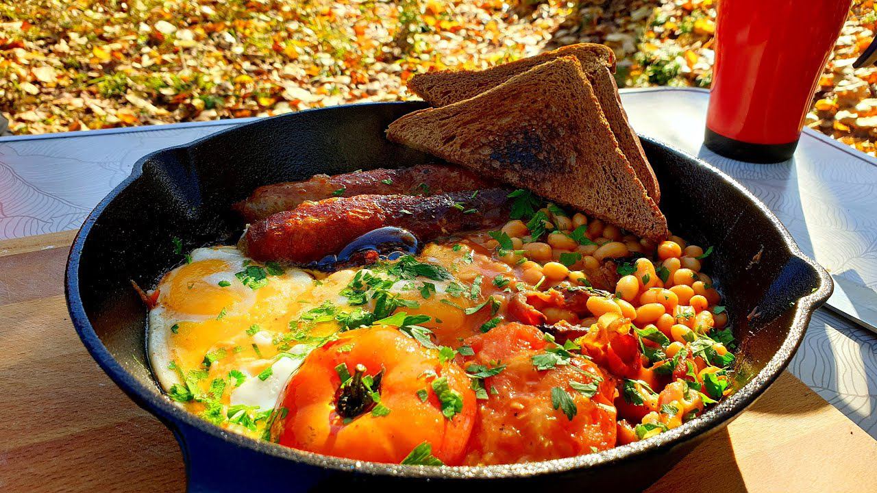 Английский завтрак на финской свече. English breakfast recipe смотреть онлайн