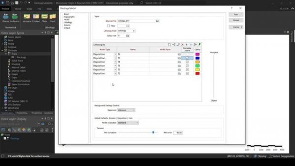 Micromine 2022 Implicit Geological Modelling: Geology Model Tool