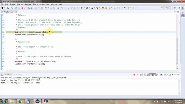 How to use equals(Object obj) and compareTo(Date anotherDate) methods of Java.util.Date? смотреть онлайн