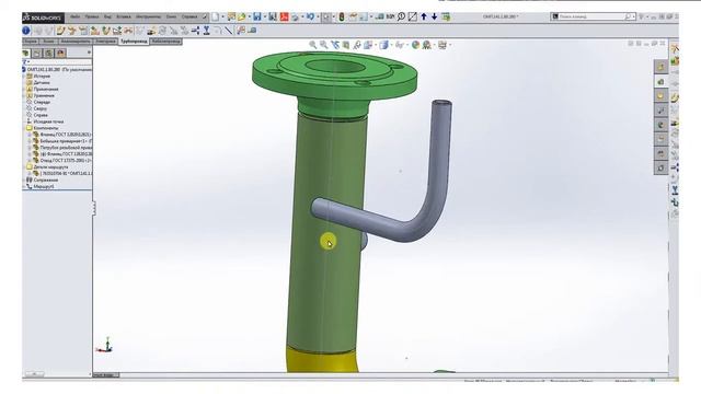 Solidworks Routing: Поворот углового парубка на произвольный угол. O-lets rotating. Arbitrary angle смотреть онлайн