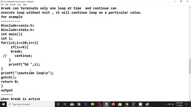 DO WHILE LOOP BREAK AND CONTINUE AND GOTO KEYWORD смотреть онлайн