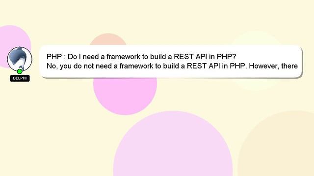 PHP : Do I need a framework to build a REST API in PHP? смотреть онлайн