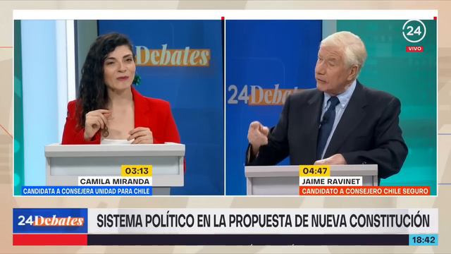 24 Debates: Sistema político según Jaime Ravinet y Camila Miranda смотреть онлайн