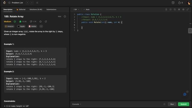 Решение задач на [leetcode.com]: 189. Rotate Array смотреть онлайн