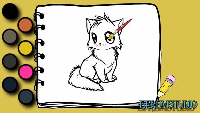 Рисуем аниме кота Раскраска Как нарисовать кота Draw anime cat смотреть онлайн