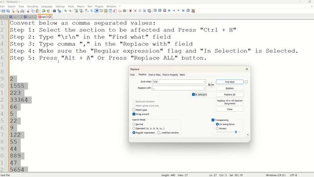 SQL - How to easily convert multiple values to comma-separated values Using Notepad++ смотреть онлайн