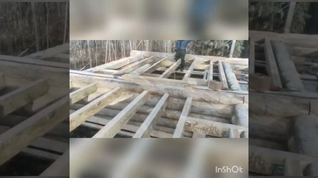 Сборка сруба из Сухостойной сосны Kelo. Монтаж балок перекрытия. смотреть онлайн