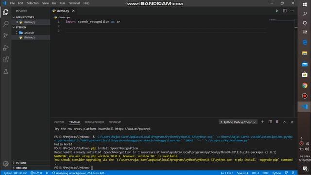 Speech Recognition in Python | Voice To Text | Python Learning смотреть онлайн