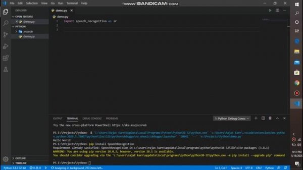 Speech Recognition in Python | Voice To Text | Python Learning