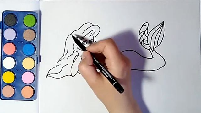 Как нарисовать РУСАЛОЧКУ Ариэль How to Draw Mermaid Ariel смотреть онлайн