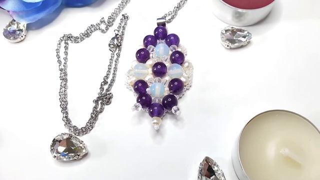 Кулон с камнями на цепочке Ручная работа смотреть онлайн