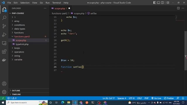 #79 - functions - variable scoping | php course | learn php in arabic смотреть онлайн