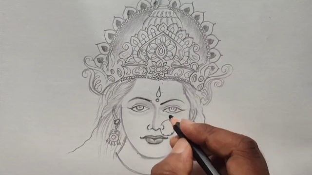How to draw Maa Durga face pencil sketch for beginners step by step || pencil art Maa Durga смотреть онлайн