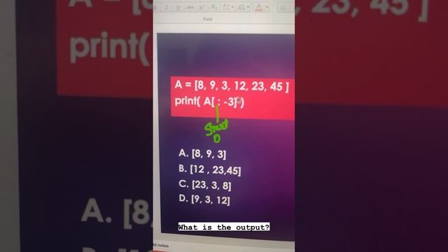 What is the output of given Python Code? #computerscience #list #ip #slicing #coding #programming смотреть онлайн