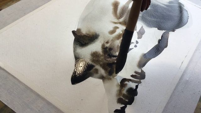 I draw my cat from nature. Watercolor painting. A la Prima. смотреть онлайн