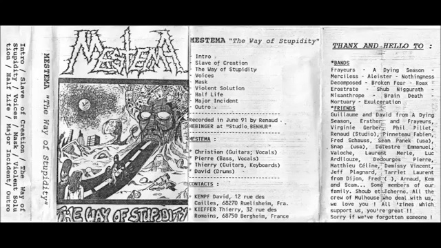 MESTEMA - Mask_ Voices (Death metal, old school, France, 1991) смотреть онлайн