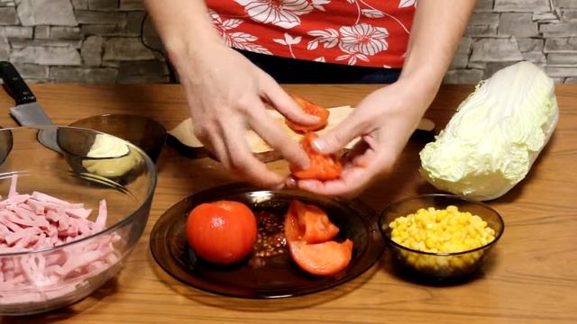 Рецепт салата с пекинской капустой и ветчиной. Простой и вкусный салат! смотреть онлайн