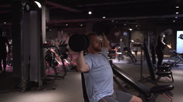 Seated press with dumbbells alternating arms / Жим сидя с гантелями чередуя руки смотреть онлайн