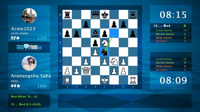 Chess Game Analysis: Arunangshu Saha - Acme2023 : 1-0 (By ChessFriends.com) смотреть онлайн