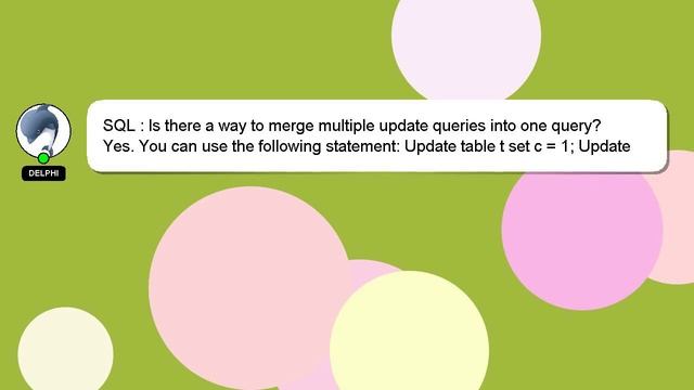 SQL : Is there a way to merge multiple update queries into one query? смотреть онлайн