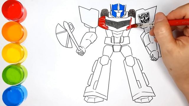 How to draw and color Transformer Optimus Prime смотреть онлайн
