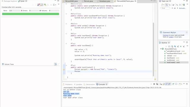 java design patterns tutorial 2016 14 JUnit Basics Testing the DAO смотреть онлайн