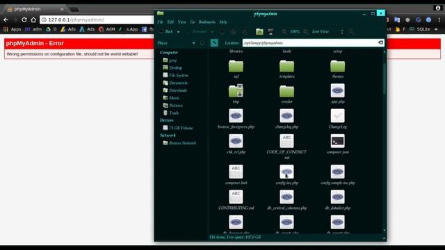 phpMyAdmin Wrong permissions on configuration file, should not be world writable! смотреть онлайн