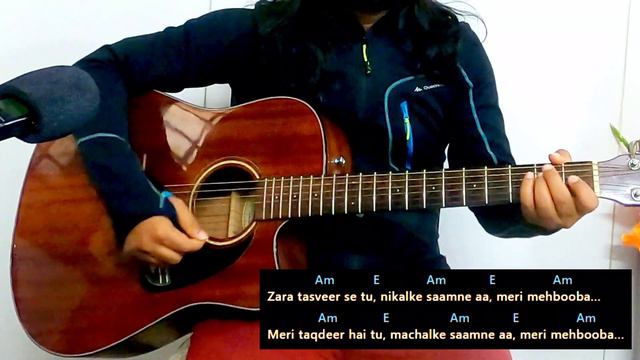 Meri Mehbooba Guitar Lesson | Chords Tutorial Strumming | Lyrics Pardes | Unplugged #guitarlesson смотреть онлайн
