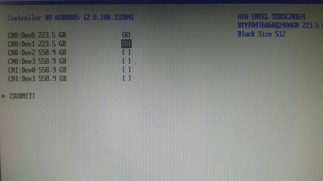 Создаем Raid1 и Raid 10 на Raid Controller Adaptec 8805.