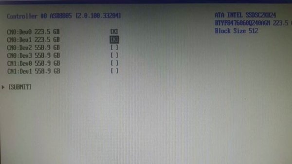 Создаем Raid1 и Raid 10 на Raid controller adaptec 8805.