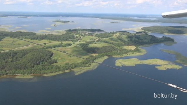 База отдыха Красногорка - озеро Снуды (съемка с самолета), Отдых в Беларуси смотреть онлайн