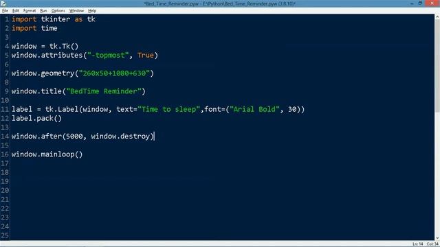 Make A Bed Time Reminder Using Python | Tkinter | Windows Task Scheduler | Create Popup With Python смотреть онлайн