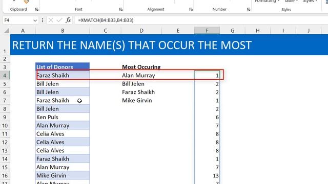 Most Occurring item(s) in a List - Excel MODE.MULT смотреть онлайн
