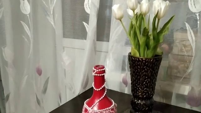Оформляем бутылку кружевом и жемчугом смотреть онлайн