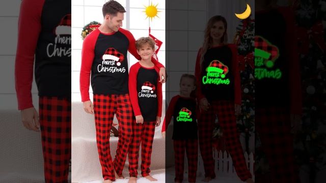 Christmas Matching Family Pajamas Red Plaids Christmas Hat Letter Black Pajamas Set смотреть онлайн
