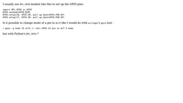 Raspberry Pi: Change GPIO pin mode to ALT with Python RPi.GPIO смотреть онлайн