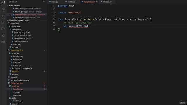 4-5 Setting up routes, handlers, helpers, and a web server in our logger service смотреть онлайн