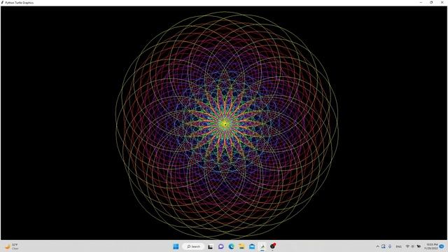 Growing Circle Spiral using Python (with turtle) смотреть онлайн