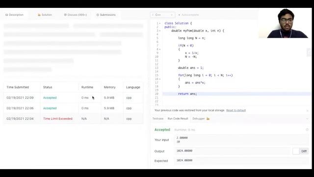 Frequently asked Facebook Coding Interview Question | Leetcode 50. Pow(x, n) смотреть онлайн