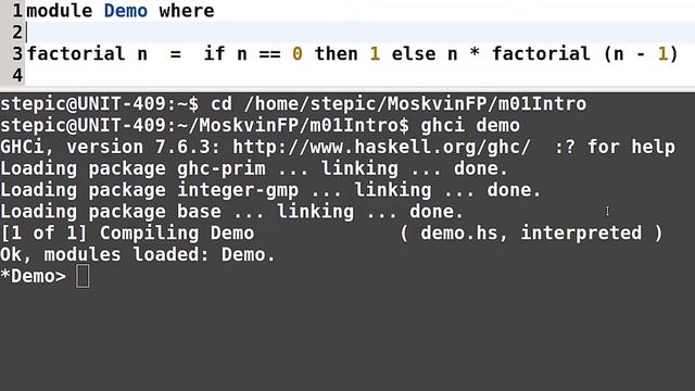 Haskell для начинающих - #23 урок. Рекурсивное определение функции смотреть онлайн