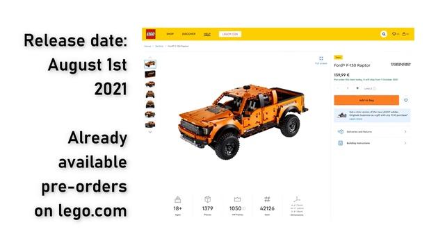 LEGO 42126 Ford F-150 Raptor Official Images | 42126 LEGO | LEGO Technic 2021 News смотреть онлайн