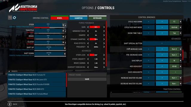 Единственные Рабочие Настройки Фидбека для Fanatec Clubsport 2.5 смотреть онлайн