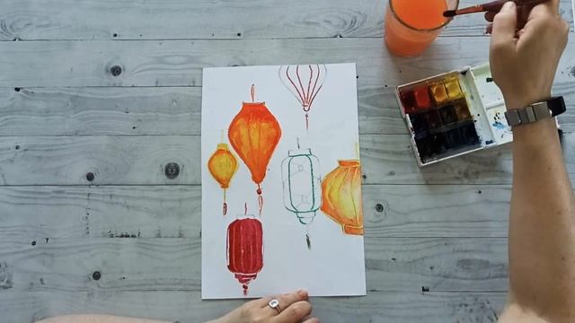 РИСУЕМ КИТАЙСКИЕ ФОНАРИКИ. CHINESE LANTERNS смотреть онлайн