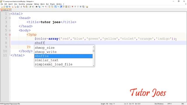 Shuffle Function In PHP Tamil смотреть онлайн