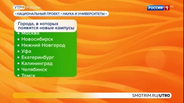 Утро России. 8.10.2021. Университетские кампусы мирового уровня.