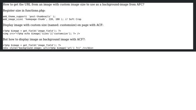 Wordpress: How use custom image size + ACF + background image? смотреть онлайн